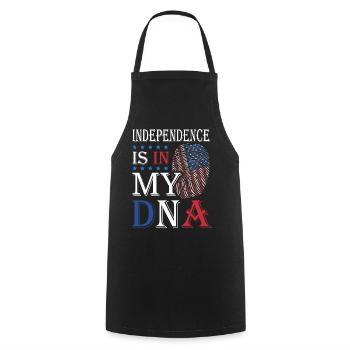 Independence is in my DNA July 4 - Cooking Apron - black - Front - AI Model Male 185 dark (185cm)