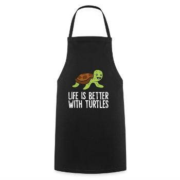 Funny Turtle Owner Life Is Better With Turtles - Cooking Apron - black - Front - AI Model Male 185 dark (185cm)