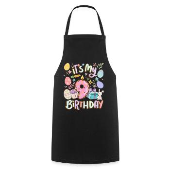 It's My 9 Birthday Easter Donut Holiday - Cooking Apron - black - Front - AI Model Male 185 dark (185cm)