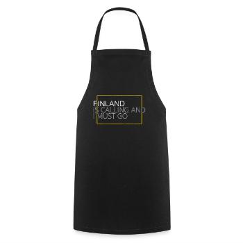 Finland saying - Cooking Apron - black - Front - AI Model Male 185 dark (185cm)
