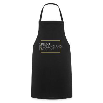 Qatar Saying - Cooking Apron - black - Front - AI Model Male 185 dark (185cm)