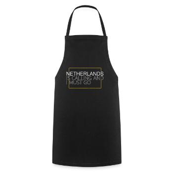 Dicton néerlandais - Tablier de cuisine - noir - Devant - AI Model Male 185 dark (185cm)