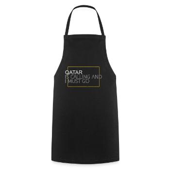 Qatar Saying - Cooking Apron - black - Front - AI Model Male 185 dark (185cm)