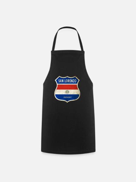Escudo de San Lorenzo Paraguay Banderas - Delantal de cocina - negro