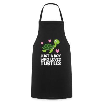 Just a Boy Who Loves Turtles - Cooking Apron - black - Front - AI Model Male 185 dark (185cm)