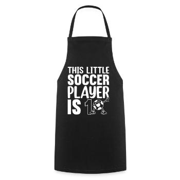 Anniversaire de football - Ce petit joueur de football a 10 ans - Tablier de cuisine - noir - Devant - AI Model Male 185 dark (185cm)