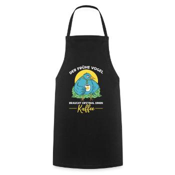 Der Frühe Vogel Braucht Erstmal Einen Kaffee - Frü - Kochschürze - Schwarz - Vorne - AI Model Male 185 dark (185cm)