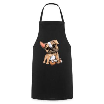 Dog loyal stupid looking pug keeps cuddly toy - Cooking Apron - black - Front - AI Model Male 185 dark (185cm)