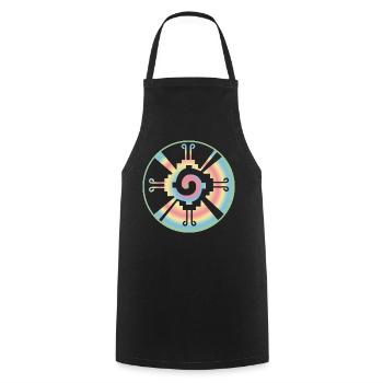 Galactic Butterfly Hunab Ku - aztec symbol - Cooking Apron - black - Front - AI Model Male 185 dark (185cm)