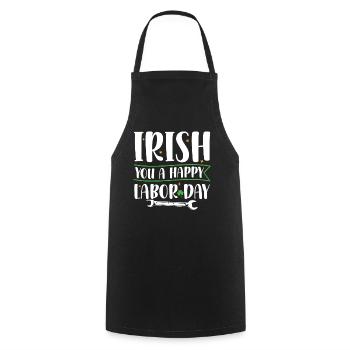 Irlandais Vous Joyeux Fête du Travail Trèfle Vert - Tablier de cuisine - noir - Devant - AI Model Male 185 dark (185cm)