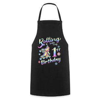 Rolling Into My 1st Birthday Roller Skater Inline - Cooking Apron - black - Front - AI Model Male 185 dark (185cm)