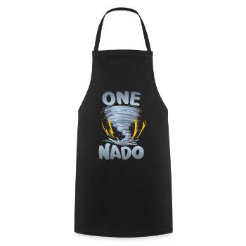 One-nado warning 1st birthday | Tornado - Cooking Apron - black - Front - AI Model Male 185 dark (185cm)