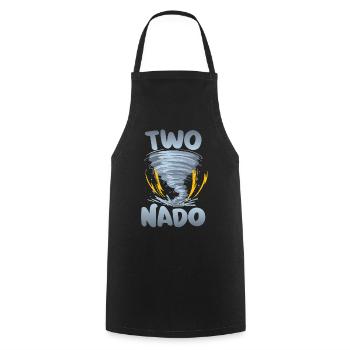 Zwei-nado warning 2nd birthday | Tornado - Cooking Apron - black - Front - AI Model Male 185 dark (185cm)