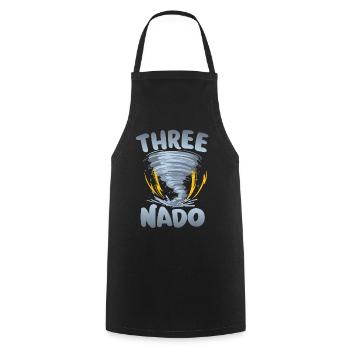 Three Cyclone Warning 3rd birthday | Tornado - Cooking Apron - black - Front - AI Model Male 185 dark (185cm)