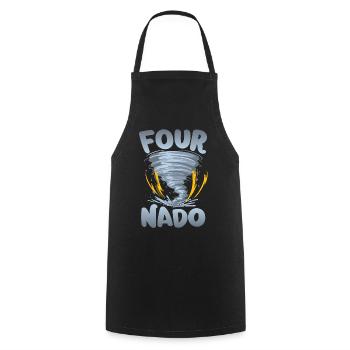 Four-nado warning 4th birthday | Tornado - Cooking Apron - black - Front - AI Model Male 185 dark (185cm)