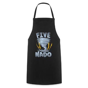 Five-nado Warning 4th birthday | Tornado - Cooking Apron - black - Front - AI Model Male 185 dark (185cm)