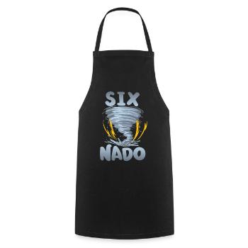 Six-nado Warning 5th birthday | Tornado - Cooking Apron - black - Front - AI Model Male 185 dark (185cm)