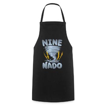 Nine-nado Warning 9th birthday | Tornado - Cooking Apron - black - Front - AI Model Male 185 dark (185cm)