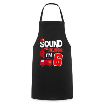 Sound The Alarm 6 years 6th birthday fire brigade - Cooking Apron - black - Front - AI Model Male 185 dark (185cm)
