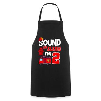 Sound The Alarm 2 years 2nd birthday fire brigade - Cooking Apron - black - Front - AI Model Male 185 dark (185cm)