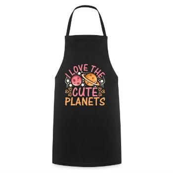 J’aime les planètes mignonnes - Solar System Planets Branch - Tablier de cuisine - noir - Devant - AI Model Male 185 dark (185cm)