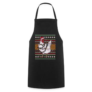 Ugly Christmas Sweater Tshirt Christmas Chicken - Cooking Apron - black - Front - AI Model Male 185 dark (185cm)