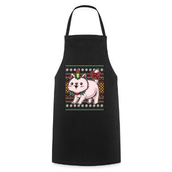 Ugly Christmas Sweater Christmas Cat - Cooking Apron - black - Front - AI Model Male 185 dark (185cm)