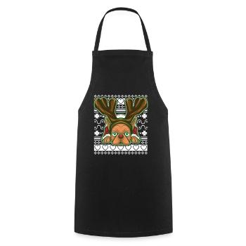 Pull de Noël moche Tshirt Carlin de Noël - Tablier de cuisine - noir - Devant - AI Model Male 185 dark (185cm)