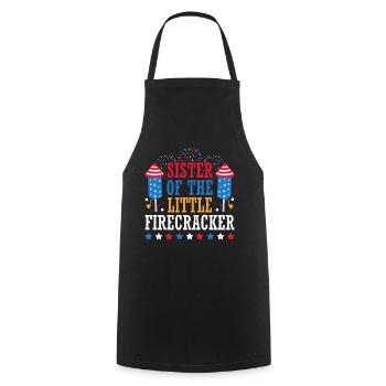 The sister of the little firecracker 4. - Cooking Apron - black - Front - AI Model Male 185 dark (185cm)