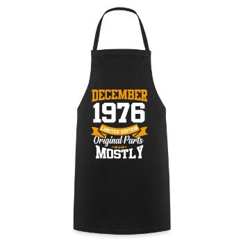 Décembre 1976 Cadeau d’anniversaire vintage - Tablier de cuisine - noir - Devant - AI Model Male 185 dark (185cm)