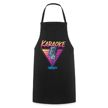 Karaoke Singer Retro 80s 90s - Kochschürze - Schwarz - Vorne - AI Model Male 185 dark (185cm)
