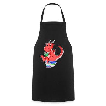 Bücher Drache Drachen - Kochschürze - Schwarz - Vorne - AI Model Male 185 dark (185cm)