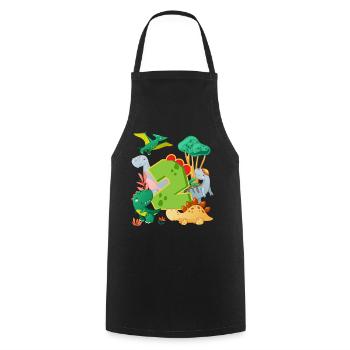 Herd of cute dinosaurs 2nd birthday 2 - Cooking Apron - black - Front - AI Model Male 185 dark (185cm)