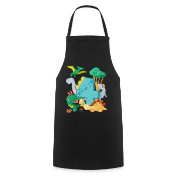 Herd of cute dinosaurs 4th birthday 4 - Cooking Apron - black - Front - AI Model Male 185 dark (185cm)