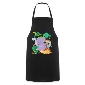Herd of cute dinosaurs 5th birthday 5 - Cooking Apron - black - Front - AI Model Male 185 dark (185cm)