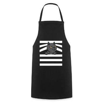 Cute cat sneaks out pet owner - Cooking Apron - black - Front - AI Model Male 185 dark (185cm)