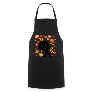 Silhouette Jeune Automne Maple Citrouille Automne - Tablier de cuisine - noir - Devant - AI Model Male 185 dark (185cm)