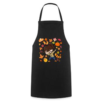 Dabbing Girl Fall Maple Pumpkin Fall Season - Cooking Apron - black - Front - AI Model Male 185 dark (185cm)