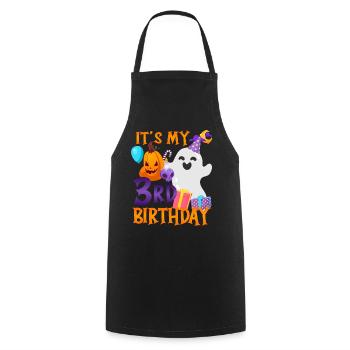 C’est mon 3ème anniversaire Spooky Ghost Halloween - Tablier de cuisine - noir - Devant - AI Model Male 185 dark (185cm)