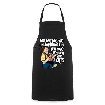 My medicine for happiness is anime, - Cooking Apron - black - Front - AI Model Male 185 dark (185cm)