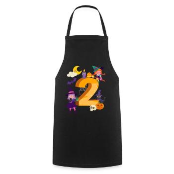 2nd Birthday Witch Broom 2 Years Old Child - Cooking Apron - black - Front - AI Model Male 185 dark (185cm)