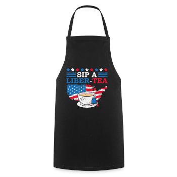 Sip A Liber-tee 4. Juli Teetrinker Independence - Kochschürze - Schwarz - Vorne - AI Model Male 185 dark (185cm)
