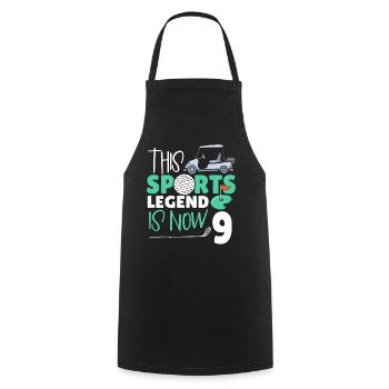 This sports legend is now 9, golf game 9. - Cooking Apron - black - Front - AI Model Male 185 dark (185cm)