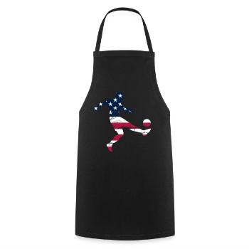 Soccer Player Silhouette American Flag Soccer Play - Cooking Apron - black - Front - AI Model Male 185 dark (185cm)