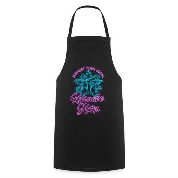 Karaoke Singer 80s Retro Support - Cooking Apron - black - Front - AI Model Male 185 dark (185cm)