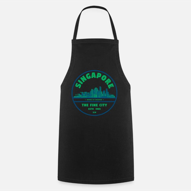 Emblème de la Skyline de Singapour - Tablier de cuisine - noir