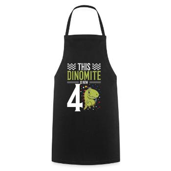 This dinomite is now 4 Dinosaurs July 4, 4. - Cooking Apron - black - Front - AI Model Male 185 dark (185cm)