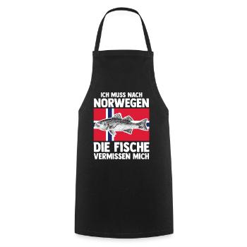 Angeln Angler Fischen Norwegen - Kochschürze - Schwarz - Vorne - AI Model Male 185 dark (185cm)