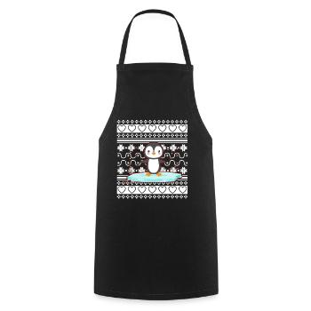 Ugly Christmas Sweater Tshirt Weihnachten Pinguin - Kochschürze - Schwarz - Vorne - AI Model Male 185 dark (185cm)