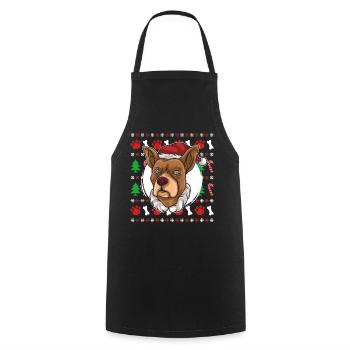 Pull de Noël moche Tshirt Chien de Noël - Tablier de cuisine - noir - Devant - AI Model Male 185 dark (185cm)